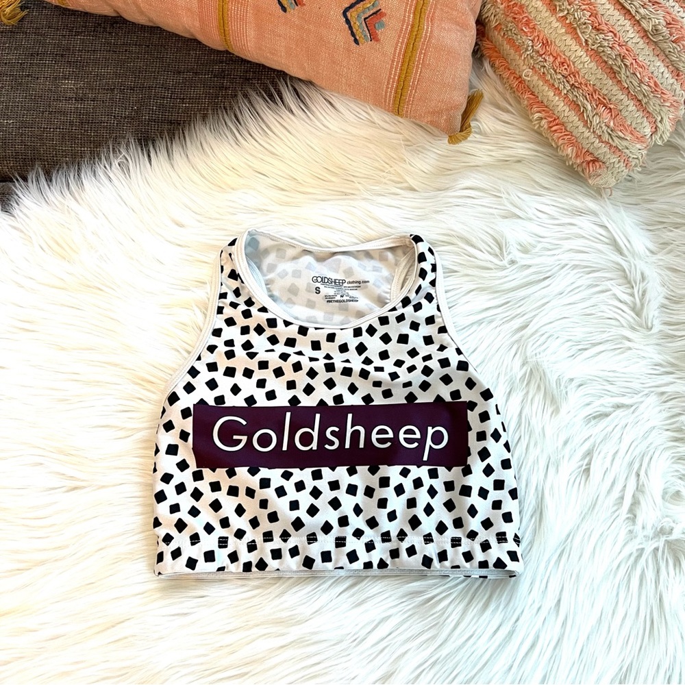 Goldsheep White Spotted Logo Crop Top